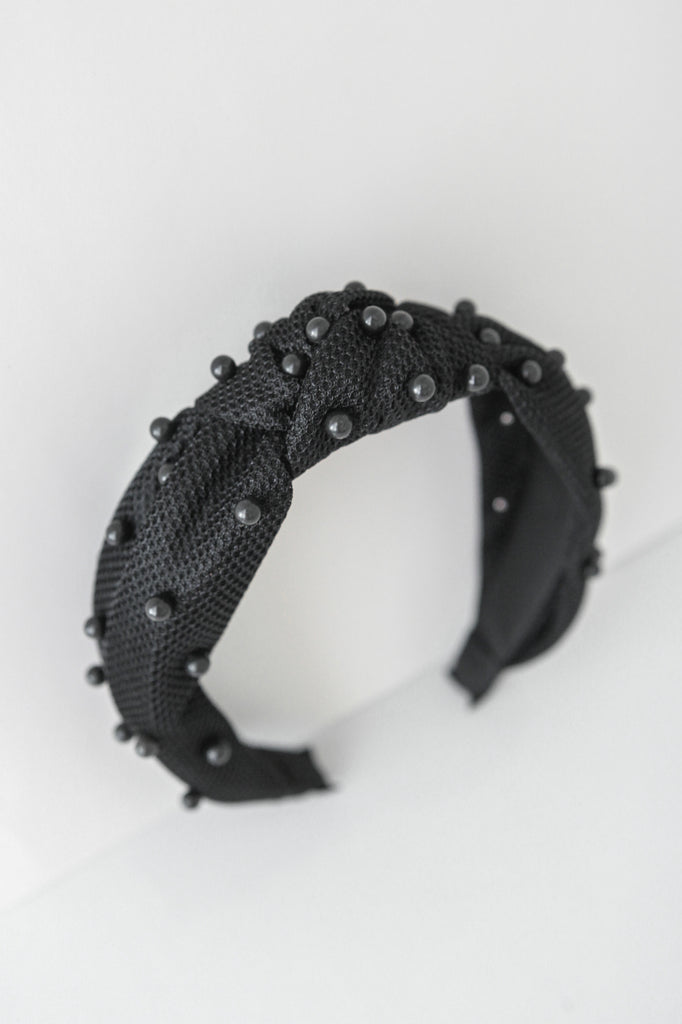 Hang Onto Love Pearl Headband In Black • Impressions Online Boutique