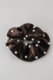 Velvet Pearl Scrunchie in Chocolate